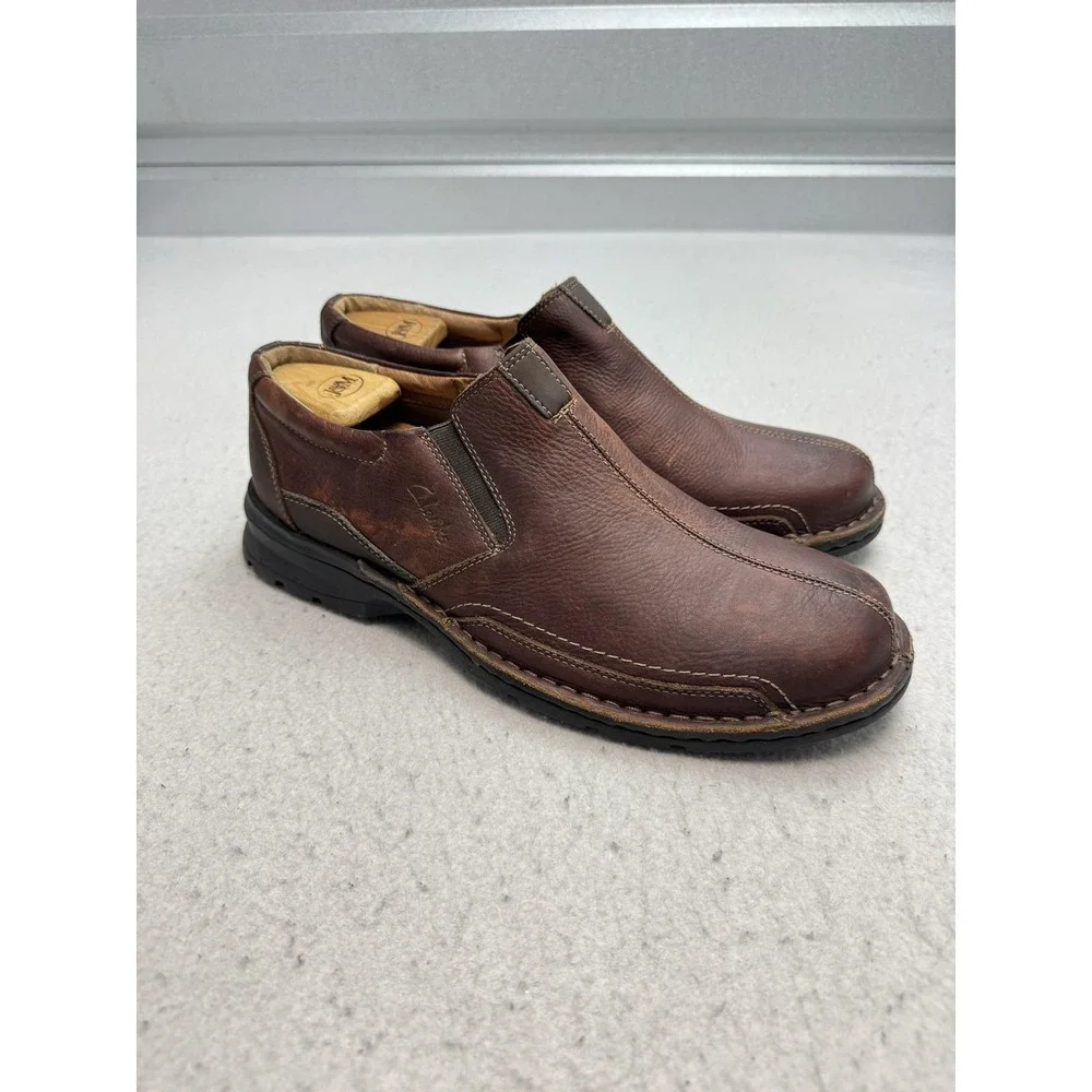 Clarks Shoes Mens Size 12 Brown Leather Slip On Casual Comfort Loafers 78538